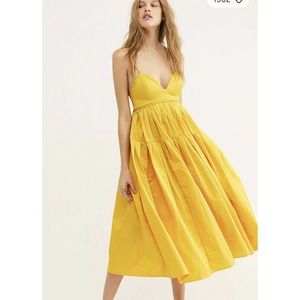 NWT Free People Kaley Yellow Strappy Midi Dress